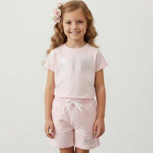 MADE TO PLAY BABY PINK MATCHING SET TOP & SHORTS SZ 8